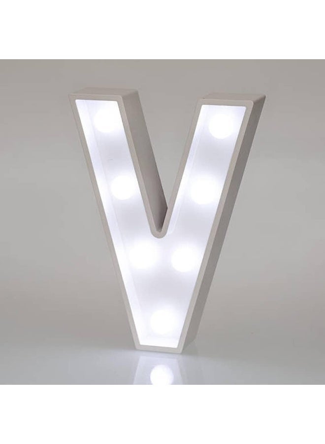 لوحة مضيئة على شكل حرف LED، خشبية بيضاء (V)